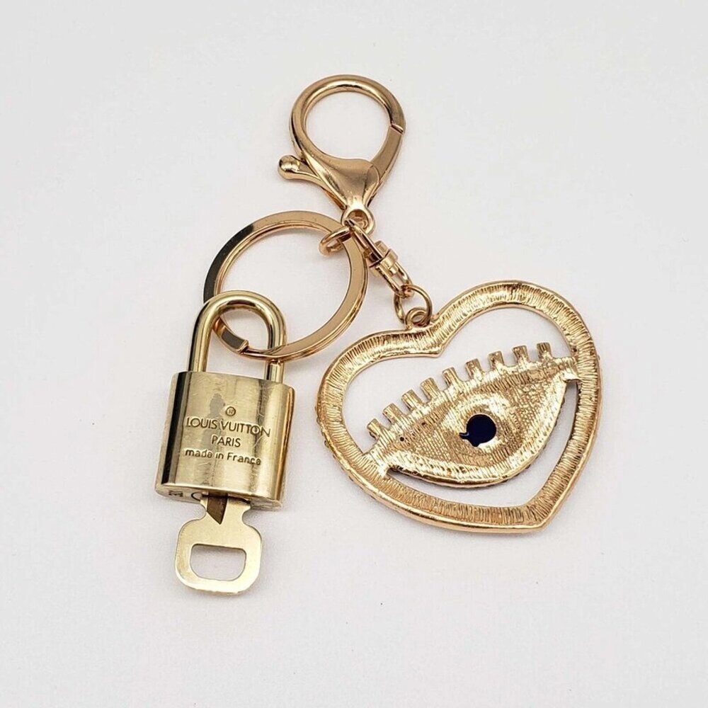 Authentic Louis Vuitton Lock & Key with unbranded Evil Eye Bagcharm, Keycharm - Picture 5 of 8